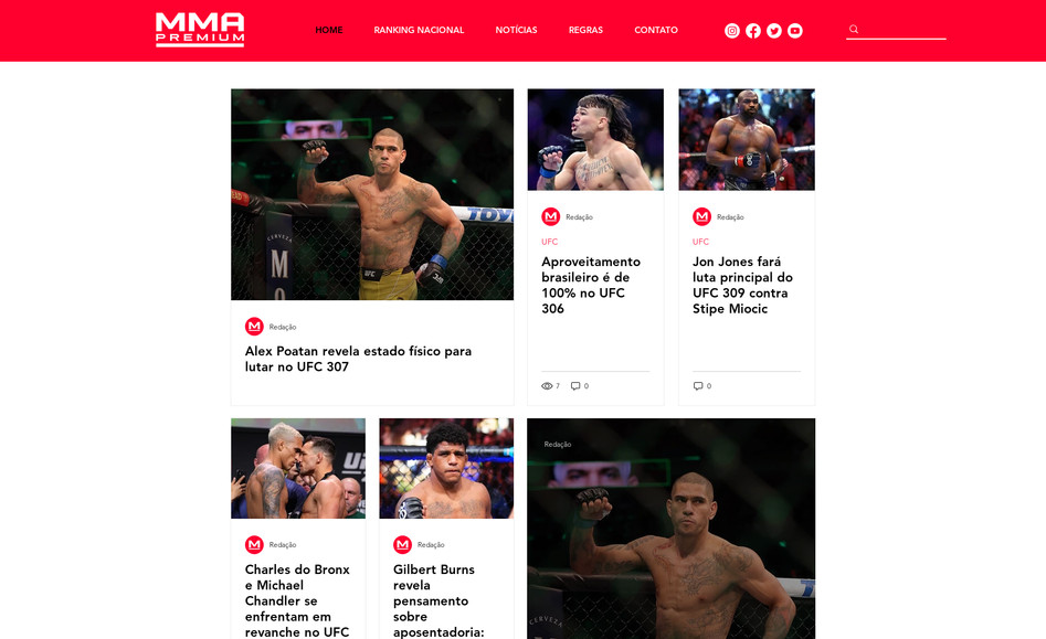 MMA Premium: Desenvolvemos esse projeto para um dos maiores portais de MMA do Brasil.
