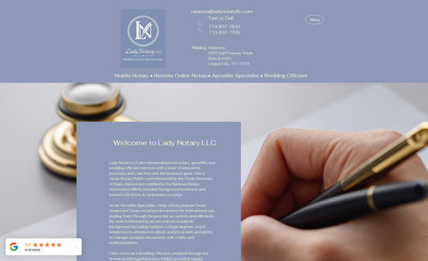 Lady Notary LLC: Website design