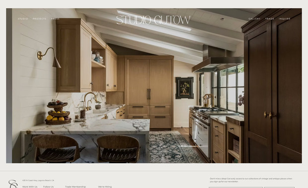 Studio Gutow: Website design for a Laguna Beach based interior design firm.