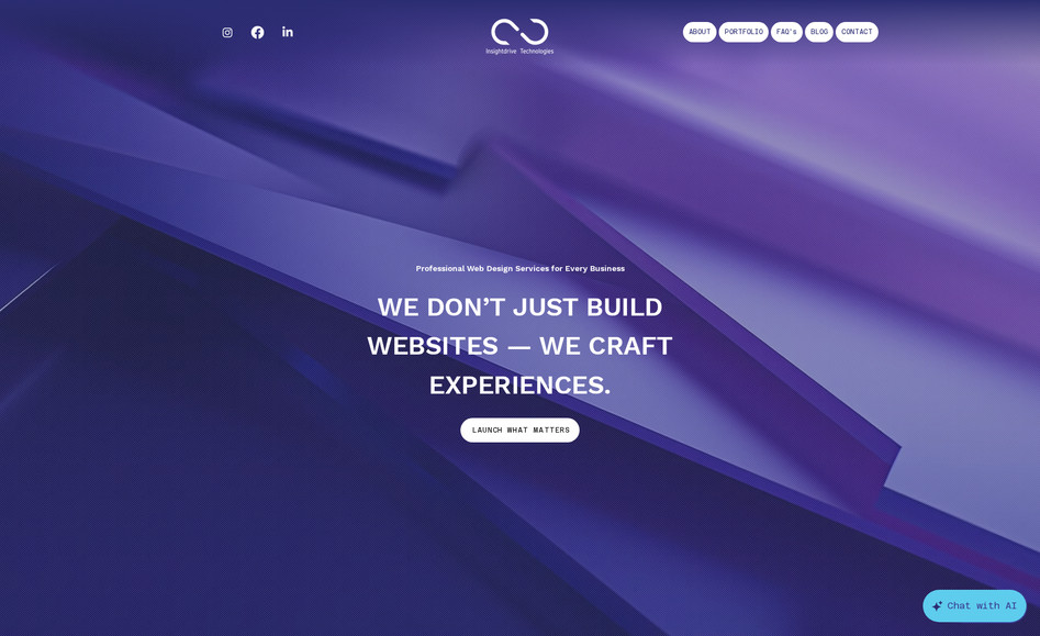 Insightdrive Technologies : The Insightdrive Technologies website was crafted using Wix Studio, leveraging its advanced responsive design tools and flexible development environment. Every section was designed with custom breakpoints, grid layouts, and motion effects to ensure a seamless experience across all devices.

Using Wix CMS, dynamic content was structured for easy updates—powering case studies, testimonials, and service listings. The site integrates Velo by Wix for light custom code, enabling smooth form handling, SEO metadata control, and interactive components. We also optimized the site for performance and discoverability with structured data (schema markup), lazy loading, and native SEO settings.

From animations to accessibility, the entire build reflects a modern, modular approach tailored for growth and scalability.
