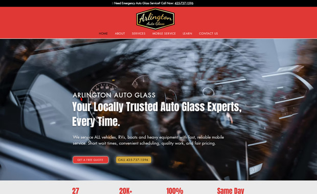 Arlington Auto Glass: New website and content development for mobile glass replacement and repair business.