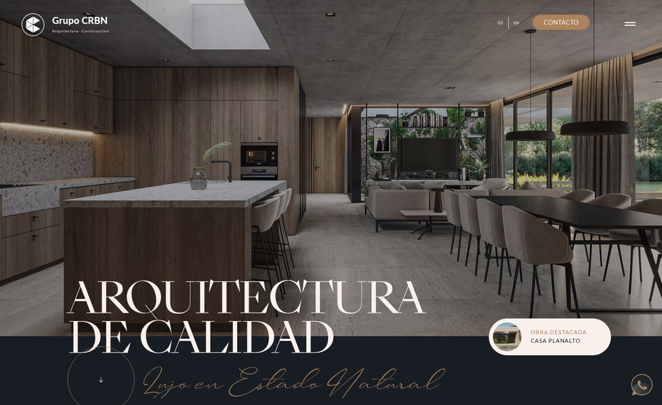 Grupo CRBN | Arquitectos: Para el proyecto de GRUPO CRBN, diseñé en Wix Studio una experiencia que renovó tanto la identidad de marca como la interacción del usuario en el sitio. Mi objetivo fue crear un diseño que reflejara la calidad premium de sus servicios y materiales, logrando una interfaz intuitiva y atractiva. Fue un placer trabajar con el equipo de GRUPO CRBN en este proyecto, desarrollando una presencia digital a la altura de sus valores.