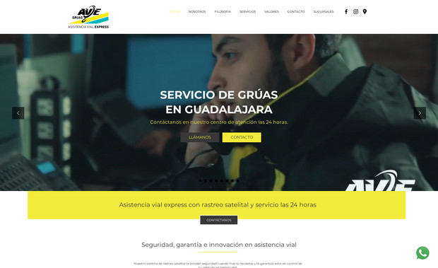 Ave Gruas: Sitio web para una empresa en el ramo de las grúas y servicio de remolque.