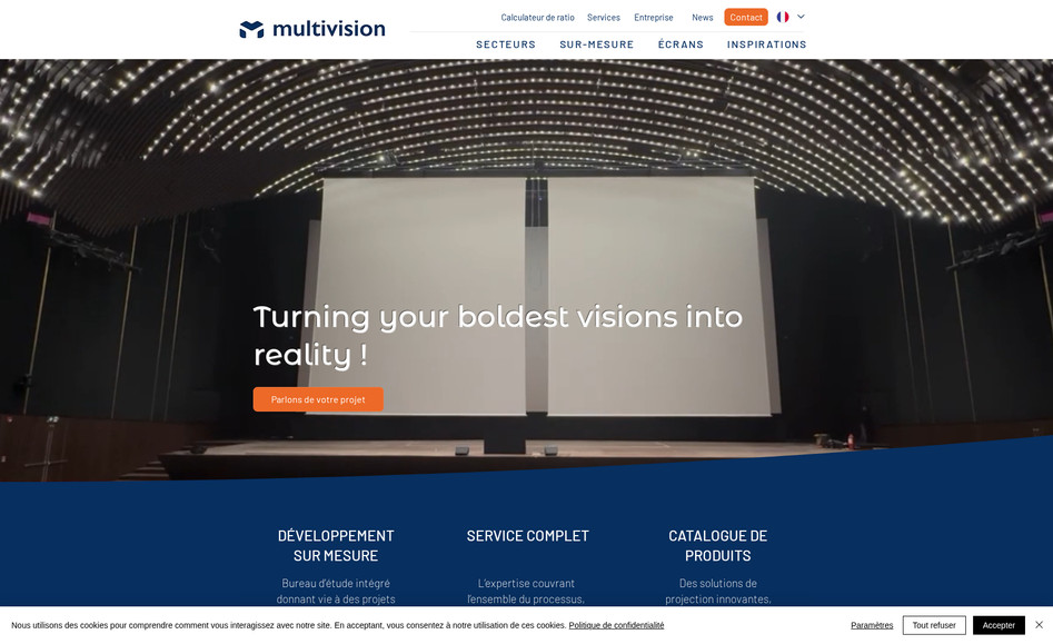 Multivision Screens: Migration de l’ancien site vers la plateforme Wix pour une gestion simplifiée et de meilleures performances. Refonte complète de l’ergonomie et du contenu afin d’optimiser l’expérience utilisateur. Mise en place d’un suivi des statistiques pour analyser le trafic et affiner la stratégie digitale. Développement d’un blog pour renforcer l’engagement et le référencement naturel. Élaboration d’un plan SEO avancé pour maximiser le positionnement du site sur des requêtes stratégiques.