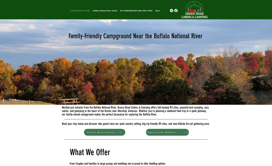 Grassy Road Camping: Grassy Roads Cabins and Camping asked us to redesign their website. We created an affordable plan for them. This way, they can have a better-looking site while working with us to save time and money. Contact us to see how we can help you with adjustable rates while maintaining a quality website design.