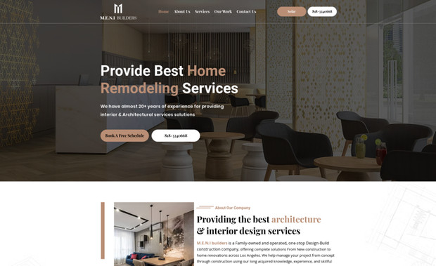 M E N I Builders: Client need a website with unique design so i was design his site from scratch and use different layout for each section and use color and font accordingt o bussiness and also Do SEO for his site 