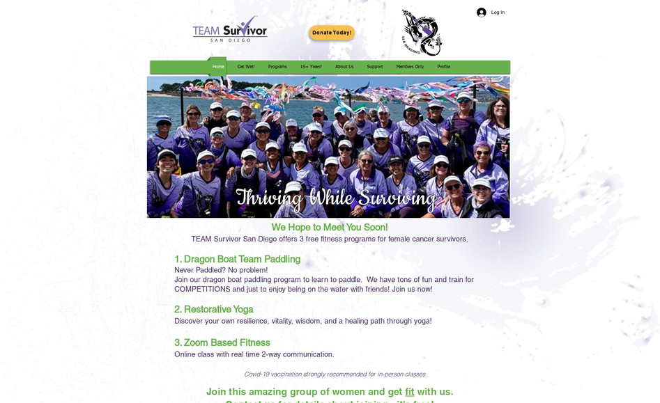 team-survivor-sd: This project is near and dear to my heart! Very special ladies who are amazing survivors and keep strong while paddling and staying fit. I designed their dragon logo and jerseys along with the website.