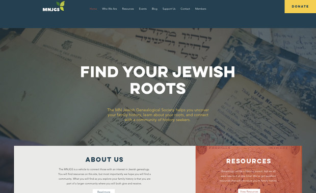 Minnesota Jewish Genealogical Society: Redesign, video, copywriting, PayPal integrated membership form