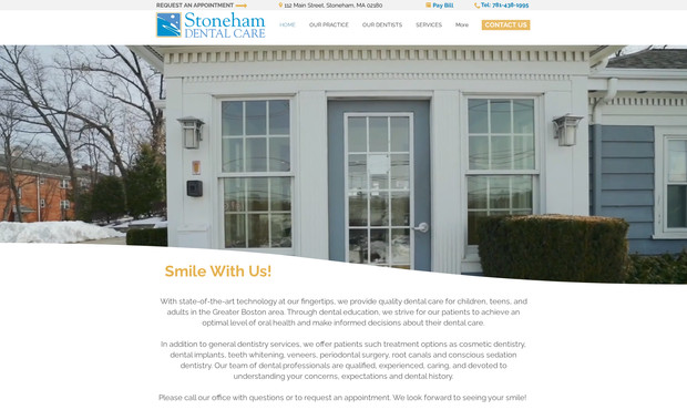 Stoneham Dental Care: Website for family dental practice focusing on increasing patient conversions.