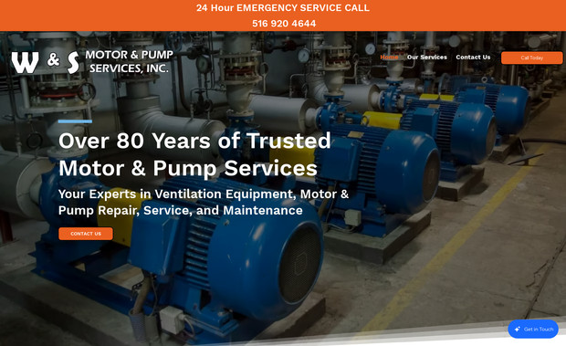 W&S Motor & Pump Inc: We designed and developed a professional website for W&S Motor & Pump Services, Inc., a trusted motor and pump repair company based in Bronx, NY. The site was built with a clean, user-friendly layout to showcase their 88+ years of expertise in servicing motors, pumps, and ventilation systems for facilities and apartment buildings. With a focus on local SEO, clear service descriptions, and easy navigation, the website ensures potential clients can quickly find the information they need and connect with the W&S team for reliable service.