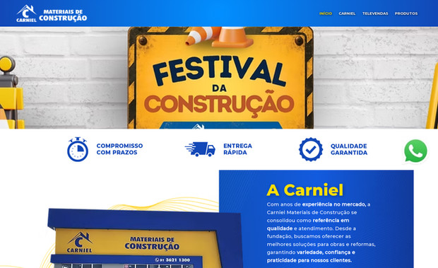 Carniel: Site para divulgação da loja Carniel Materiais de Construção. Utilizado para destino do tráfego pago.