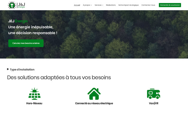 Jjenergie: Design de site avancé
système de soumission custom
site web custom 
Design modern et professionnel