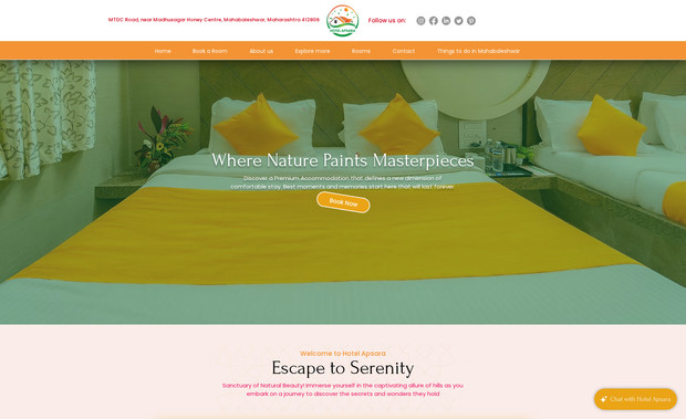 Apsara: We had the privilege of working on the Hotel Apsara website, a project that truly showcased our passion for web development and design. Our team transformed the website into an inviting online space that captures the essence of the hotel's charm and hospitality.

We implemented an intuitive navigation system, allowing guests to effortlessly explore room options, amenities, and local attractions. The design is a perfect blend of elegance and functionality, providing a seamless user experience across all devices.

We also incorporated a dynamic booking system, ensuring that guests can easily check availability and make reservations with just a few clicks. The website now reflects the warmth and comfort that Hotel Apsara offers to its guests, and we're proud to have played a part in enhancing their online presence."

Feel free to customize this message to provide more specific details about the improvements or features you implemented on the Hotel Apsara website.