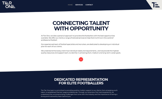 Tier One Football Agency: Tier One are an Agency representing professional footballers in their careers and beyond the game. We developed their brand identity and created a simple to use informative Wix website.
