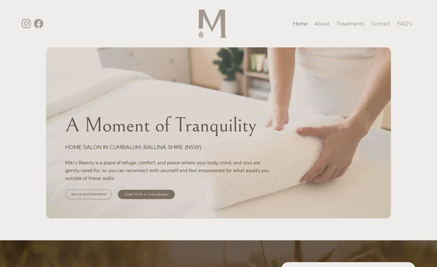 Miki's Beauty: We transformed Miki’s Beauty’s brand experience from salon to screen with a custom Wix Studio website. The project included full branding (including logo design), brand-aligned web design, SEO setup, service pages, FAQs, and booking integration, capturing the calm, personalised feel of her home salon while making online booking simple and seamless.