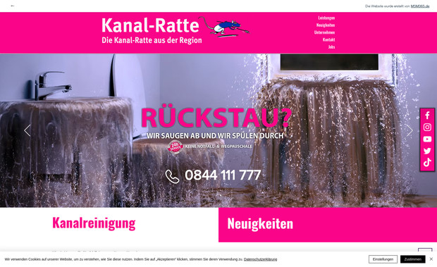 Kanal-Ratte: Gesamter Webauftritt