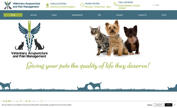 Vet Acupuncture: This veterinary practice, specialising in acupuncture and pain management for animals, needed a user-friendly website to enhance the experience for their clients and streamline their operations. They came to me for a redesign from another platform, seeking a fresh, accessible site that was easy for both clients and referring vets to use.

The website I built features a client form where customers can upload important documents, images, and complete a detailed questionnaire regarding their pets’ health. There’s also a vet referral form, which is a more detailed version of the client form, specifically tailored to facilitate professional referrals. These forms were essential for the practice, and ease of use was key to ensure smooth, stress-free submissions for both vets and clients.

Additionally, the practice has benefited from my monthly support package, which includes small website updates as their services and offerings grow. This ongoing partnership has ensured their site stays up-to-date and continues to meet their evolving needs.

The practice has expressed how much they value the simplicity and functionality of the site, noting that it has significantly improved their client interaction and data collection processes.