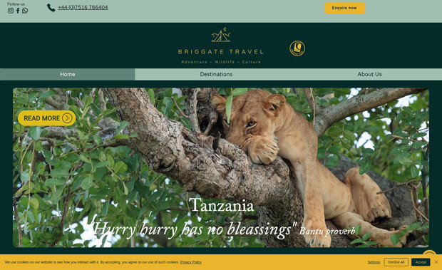 Briggate Travel: Briggate Travel collaborated with a designer to develop a fully customized Wix website, crafted from scratch and enhanced with Velo to deliver a feature-rich, dynamic user experience. The site boasts a modern, visually engaging design that reflects the brand’s ethos of seamless travel planning.

From intuitive navigation to mobile responsiveness, every detail was meticulously designed to ensure users enjoy an effortless experience across devices. Personalized booking forms were implemented to cater to unique customer needs, simplifying the travel planning process while ensuring a tailored approach.

Velo integration added advanced functionality, including dynamic content updates, custom interactivity, and data-driven features that enhance user engagement. These capabilities allow the platform to provide real-time updates and customized options, offering an innovative edge in the competitive travel industry.

The website also incorporates optimized layouts and engaging visuals, creating an immersive platform where users can explore travel packages, gather inspiration, and plan their next journey. Enhanced with call-to-action elements, the site encourages seamless interaction and bookings.