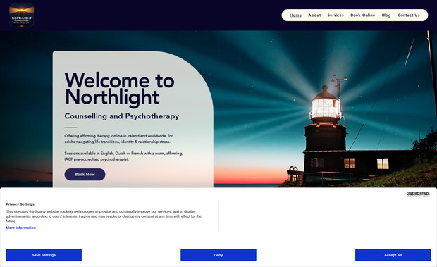 Northlight Counselling: Website, Logo, and Graphic Design. Full copywriting. 