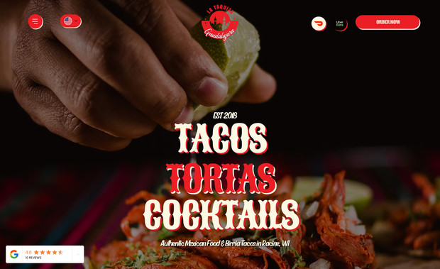 La Taquiza Guadalajara: Full e-commerce restaurant with online orders website design