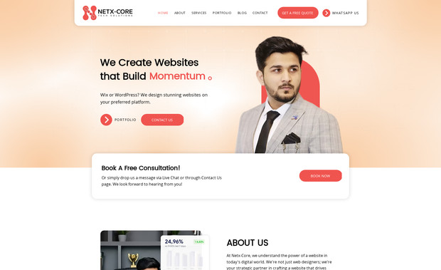 NETXCORE: NetX-Core provides cutting-edge IT solutions and services designed to optimize business performance and security. The website features a sleek, modern design that highlights our expertise and facilitates easy navigation for a seamless user experience.