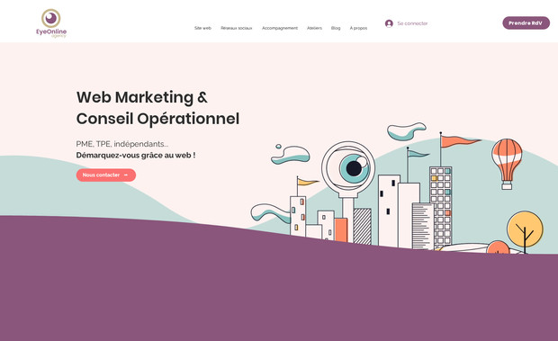EyeOnline agency: Création d'un site trilingue (FR/EN/DE)
+ création de contenus et gestions des réseaux sociaux