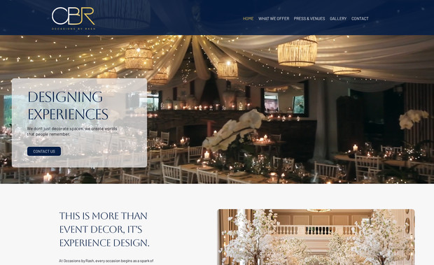 Occasions By Rash: Website design for wedding and events.