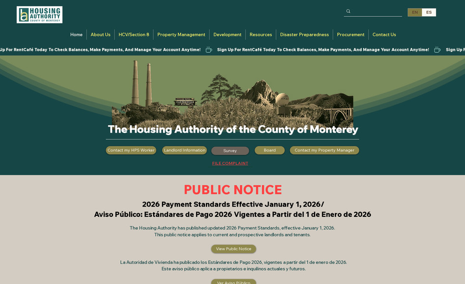 Housing Authority of Monterey County: Redesign of the website, giving it a fresh, modern and elegant feel
