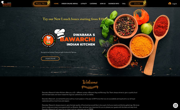 Dwaraka’s Bawarchi: An Advanced E-Commerce Website built for a restaurant with a full online ordering menu.