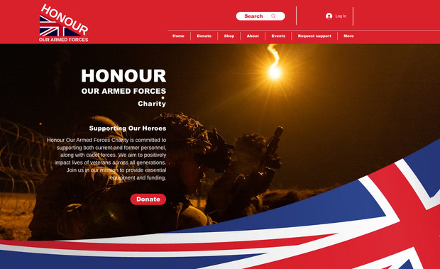 Honour Our Armed Forces: Veterans charity website supporting one-off and recurring donations.