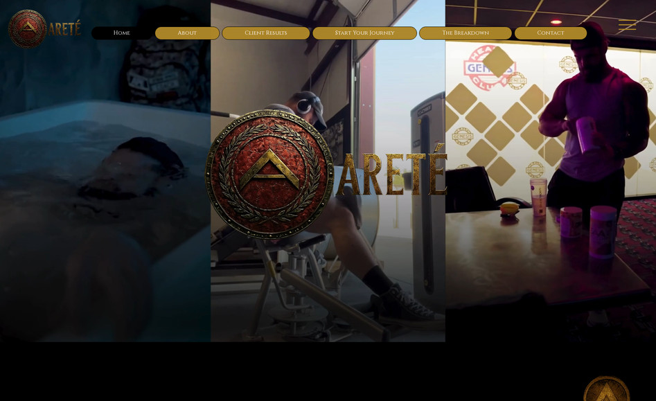 ARETE COACHING CONCEPTS: For Arete Coaching Concepts, a high-performance bodybuilding coach, we developed the brand from inception to execution. Our team defined the core concept and positioning, built a complete brand kit including logo design, typography, color system, and visual direction, and established a premium identity rooted in discipline, excellence, and elite transformation. From there, we designed and developed a conversion-focused website that communicates authority while guiding potential clients seamlessly into coaching programs. To fully embody the brand, our team also captured and produced the custom video content featured throughout the site, creating a cohesive digital presence that reflects the intensity, structure, and results-driven philosophy behind Arete.