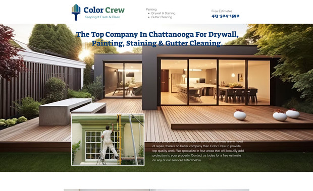 Color Crew – Painting & Home Services: **Industry:**
Residential and commercial painting services

**What I did:**
Wrote and designed a Wix website with SEO-focused service pages, local search structure, and conversion-driven messaging.

**Strategy:**
Built to rank for service-based local searches while clearly explaining offerings, service areas, and professionalism.

**Why this matters:**
Shows how structured service pages outperform generic contractor websites.
