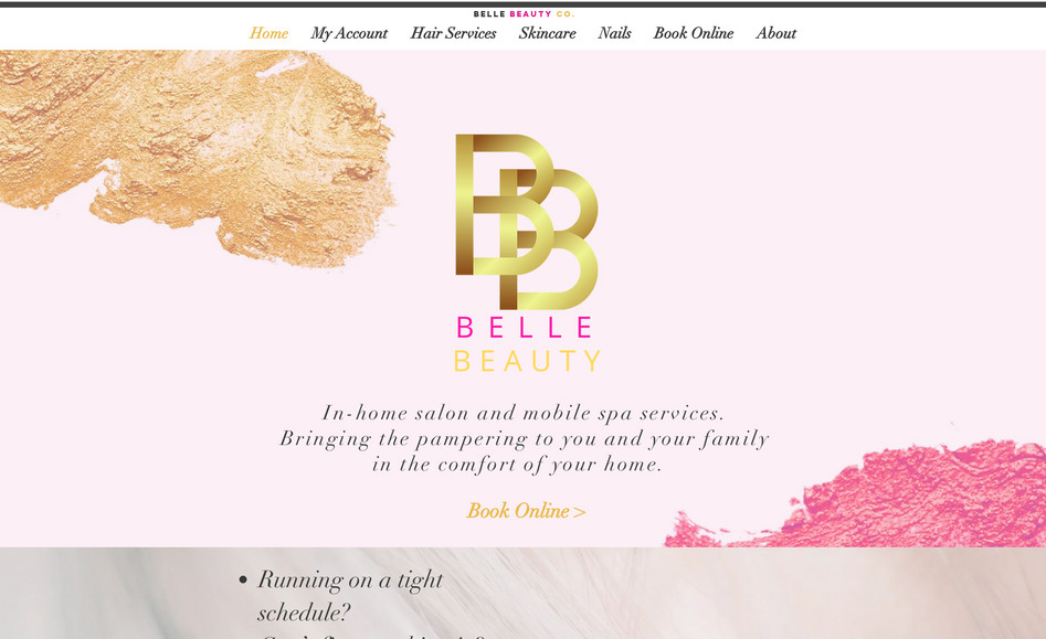 Belle Beauty Co.: Would you like to allow your clients to book your services via your website? Belle Beauty Co. had this same goal! This beautiful website includes online booking services and payment options.