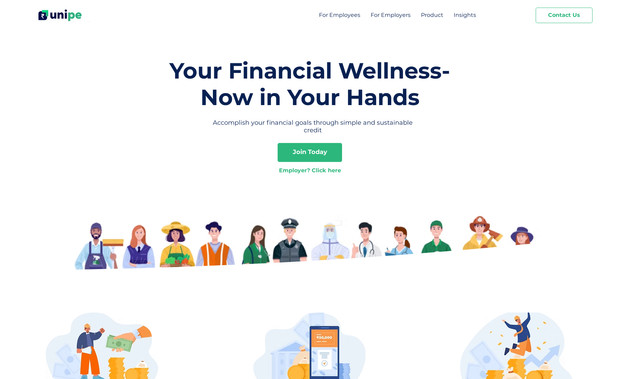 Unipe.co: Website for B2B Product around early salary in india
