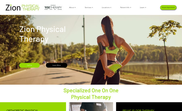 Zion PhysicalTherapy: I designed the entire 60+ page Editor X website plus 60 blog posts (over 120 pages total), created products pages, blog pages, a video page for their pt videos, created contact forms, did custom SEO, added galleries for all four of their locations, and more. 