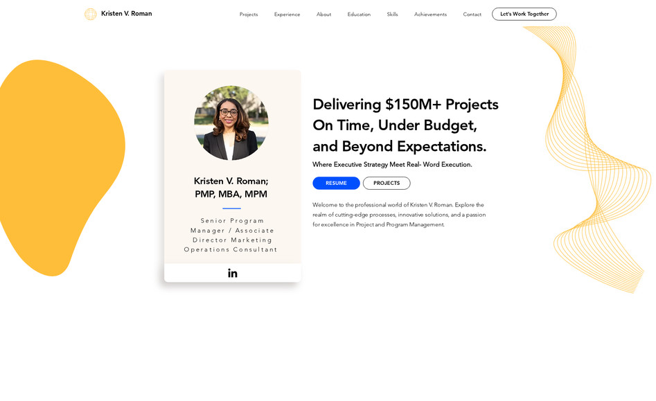 Kristen Roman (Offical): Personal resume website for a project manager in California. 