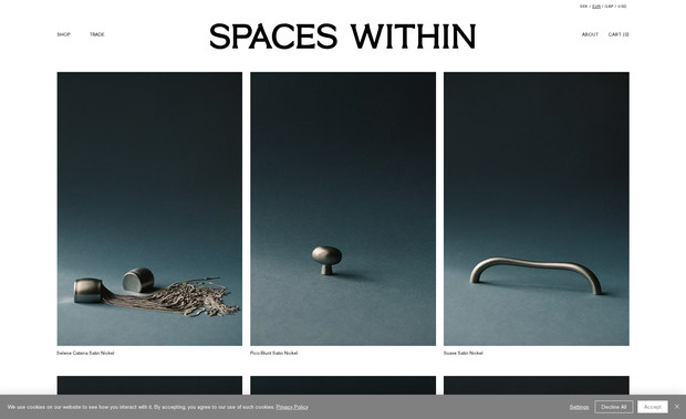 SPACES WITHIN: A refined e-commerce experience for a Swedish designer hardware brand.