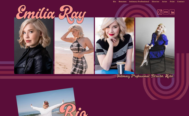 Emilia Ray: Emilia wanted a site that showed off her amazing photos and her work as an actor, director and intimacy coordinator. We went with Wix Studio to showcase her amazing, high-quality pictures.