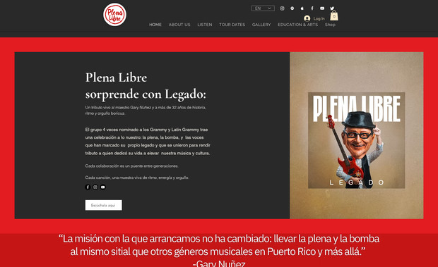 Plena Libre: Custom and creative website by Clifton Designs with Spanish. 