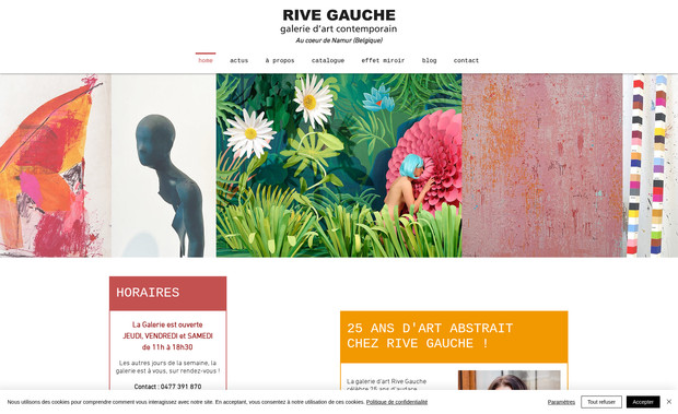 Rive Gauche | Galerie d'art contemporain: Refonte de site
Optimisation des visuels
Paramétrage pour version mobile
Référencement SEO
Mise en conformité réglementaire : mentions légales, politique de confidentialité (RGPD)