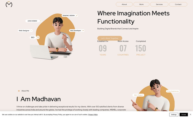Madhavan Personal portfolio: Welcome to my personal portfolio — a space where I showcase my creative journey, professional expertise, and the work I’m truly passionate about.

Through this website, you’ll get a clear insight into the services I offer, the projects I’ve completed, and the value I bring to every client collaboration. From concept to execution, my approach is focused on delivering clean, thoughtful, and result-driven design and digital solutions.

Every section of the site has been crafted to reflect not just my work, but also the standards, creativity, and attention to detail I bring to each project.

Take a look around, explore my past work, and feel free to connect if you’re looking to build something impactful.
