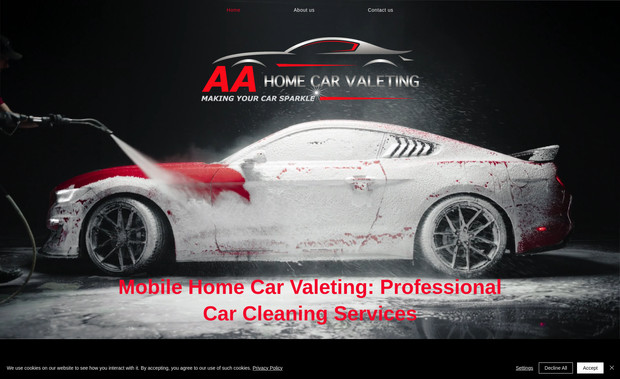 AA Home Car Valeting: This was another brand new start up business with minimum budgets available.

We created a site that is minimum, but, very effective. When you visit this site you know exactly what it is about, the services and contact detail etc.

The whole business has been designed and created by us from scratch, including the logo/branding and the whole website, which is maintained by us.

The client was extremely pleased with the end result, exceeding their expectations.

We were very happy to help.