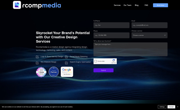rcompmedia: Our premier website with the most advance features on the market. Editor X is the software used and we can make something visually amazing as we did with this!