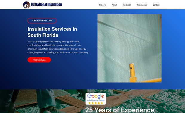 US NATIONAL INS: We designed and built a high-conversion landing page for US National Insulation to support their Q4 2024 go-to-market launch. The page is focused on fast, clear communication of their services, trust-building through strong visual cues, and an intuitive, mobile-optimized user experience. Every element — from the messaging to the lead capture forms — was engineered to drive inquiries, convert traffic into customers, and position US National Insulation as a credible, professional partner in a competitive market