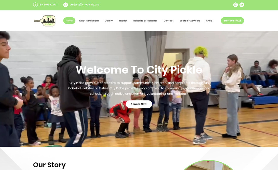 City Pickle: This project involved the comprehensive design, development, and optimization of the CityPickle.org website, specifically built on Wix Studio to serve its mission as a 501(c)(3) nonprofit organization. The goal was to create an engaging, informative, and accessible online platform that effectively communicates City Pickle's purpose, programs, and impact, while facilitating community engagement and potential donations.
