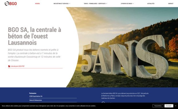 BGO SA: Réalisation d'un site web pour une centrale à béton.