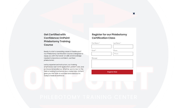 On Point: Developed a clean, professional website for OnPoint Phlebotomy Services and Training, a mobile phlebotomy company offering both patient services and certification courses. The site features a welcoming homepage, detailed service descriptions with pricing, a dedicated section for phlebotomy course enrollment, and compelling patient and trainee testimonials. SEO-optimized blog posts and strategic content were included to improve visibility and search indexing. The design focuses on accessibility, trust, and user-friendly navigation for both patients and aspiring healthcare professionals.