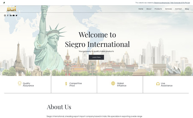 Siegro International: Website for Import / Export company in India - Siegro International