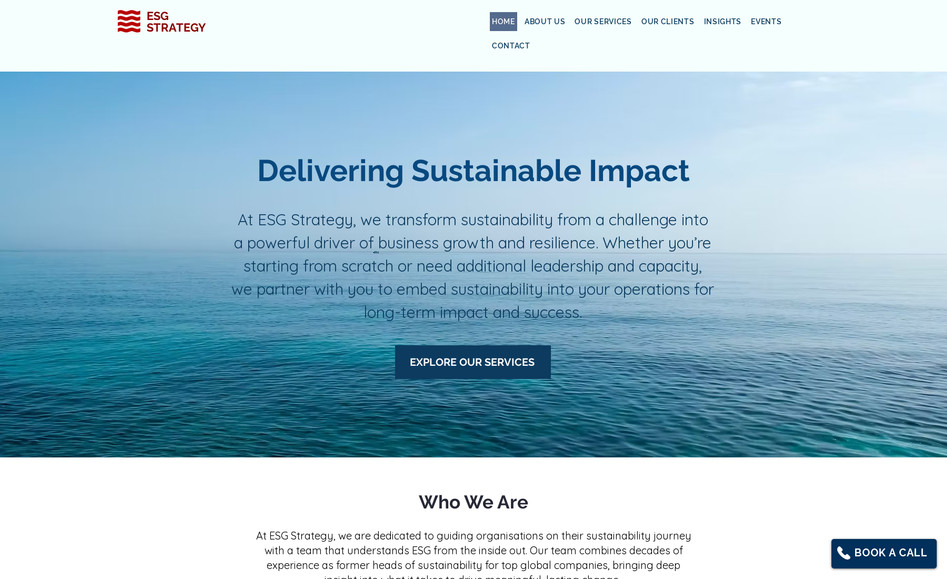 ESG STRATEGY: Website for environmental and sustainability consultant. 