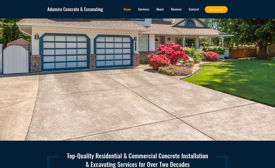 Adamire Concrete: We designed and built their website. We also did their SEO.